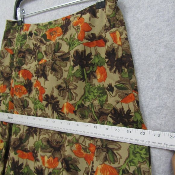R.Q.T Womens Brown Orange Skirt Petite Size 14 Floral Zip - Picture 5 of 11